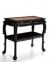 A CHINESE CARVED HARDWOOD SIDE