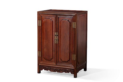 A CHINESE CARVED HARDWOOD SIDE