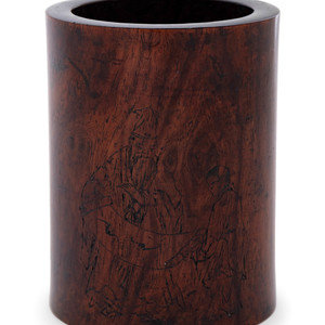 A Chinese Carved Huanghuali Brush
