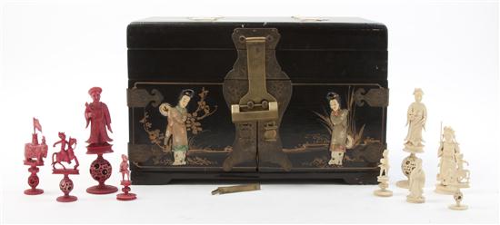 * A Chinese Carved Ivory Chess