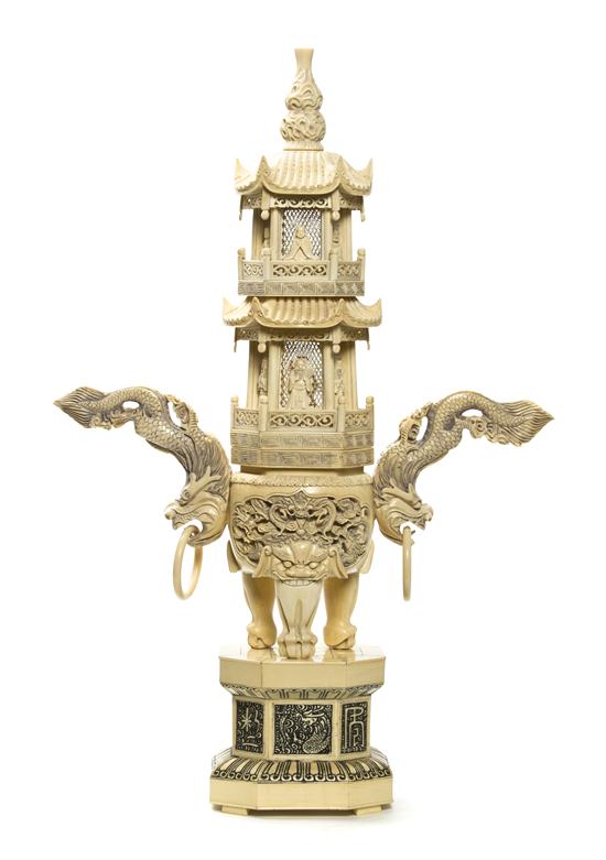 A Chinese Carved Ivory Censer