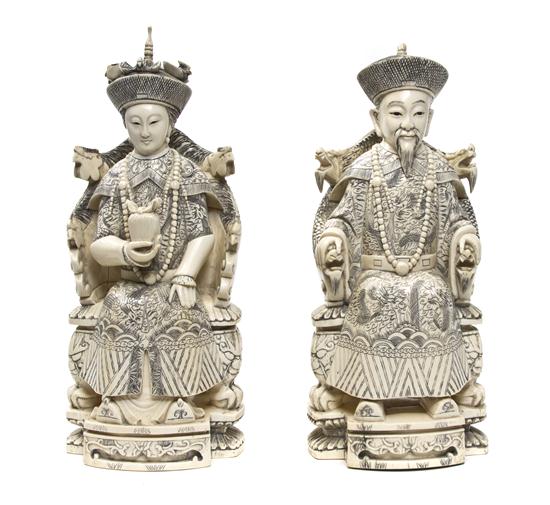 A Chinese Carved Ivory Emperor