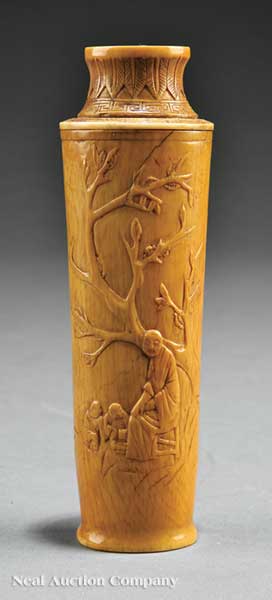 A Chinese Carved Ivory Scholar's