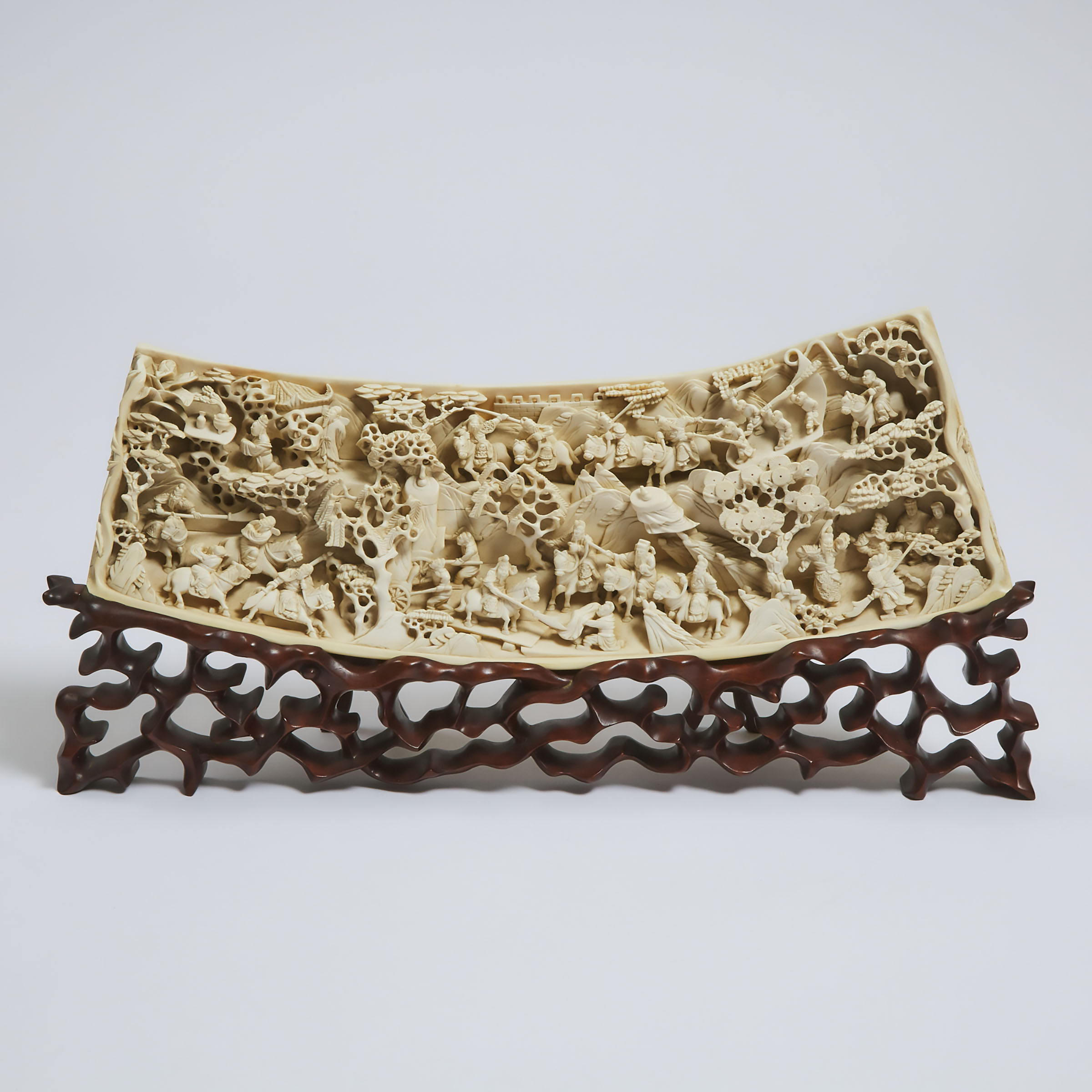A Chinese Carved Ivory 'Three