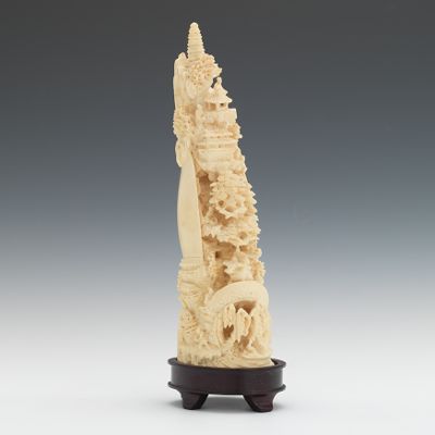 A Chinese Carved Ivory Tusk