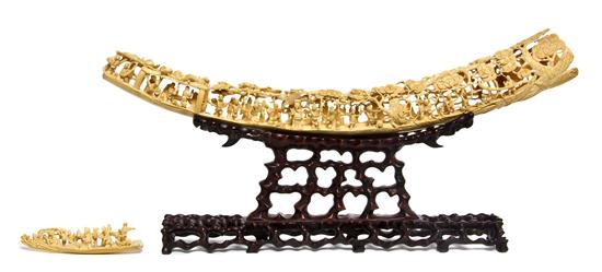 *A Chinese Carved Ivory Tusk