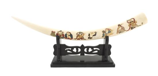 A Chinese Carved Ivory Tusk