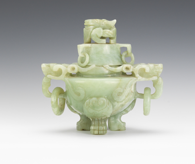 A Chinese Carved Jade Koro Carved