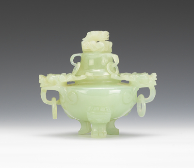 A Chinese Carved Jade Koro Censer