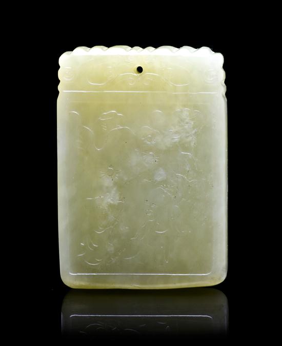 A Chinese Carved Jade Plaque of