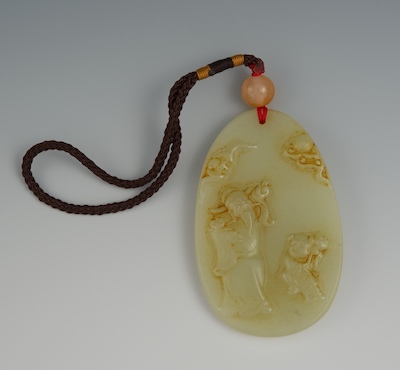 A Chinese Carved Jade Shoulao