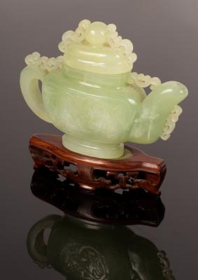 A Chinese carved jade teapot,