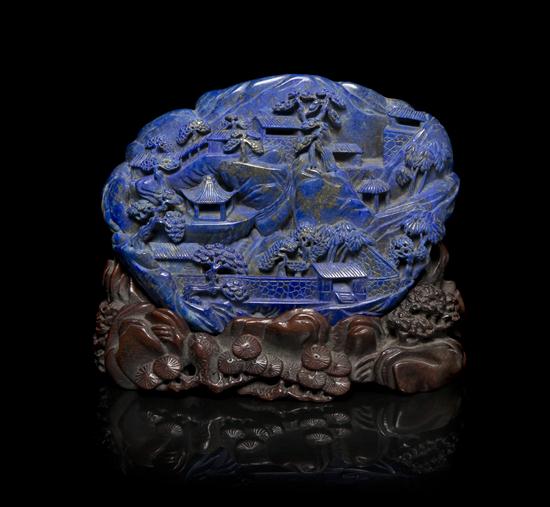 A Chinese Carved Lapis Lazuli