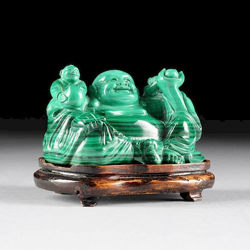A CHINESE CARVED MALACHITE