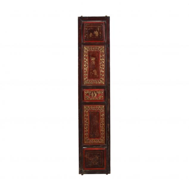 A CHINESE CARVED PAINTED AND GILDED