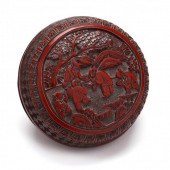A CHINESE CARVED RED LACQUER C