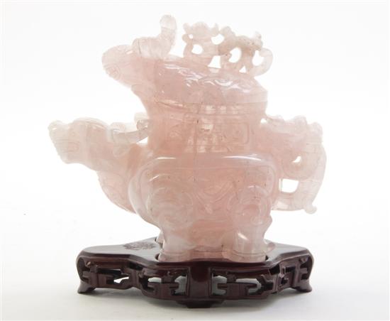 * A Chinese Carved Rose Quartz