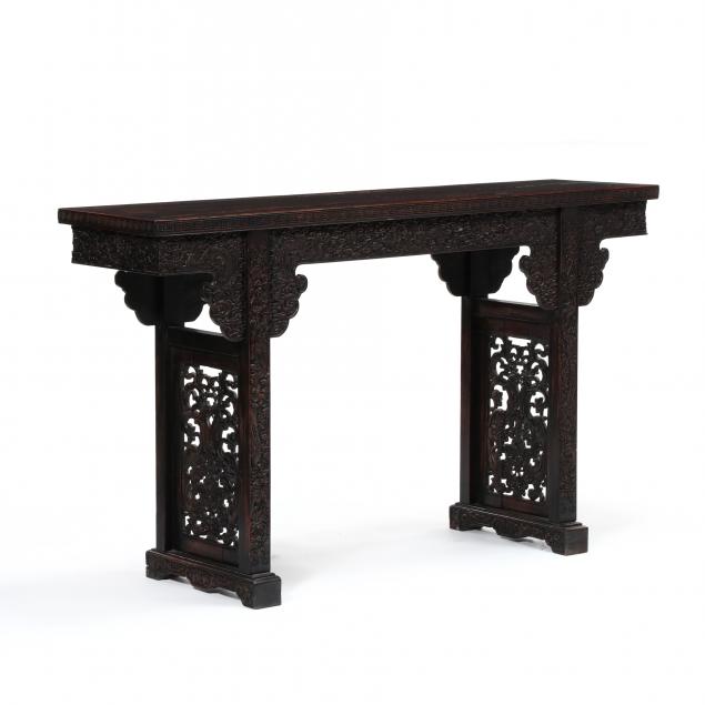 A CHINESE CARVED ROSEWOOD ALTAR