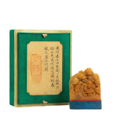 A CHINESE CARVED SOAPSTONE DRA