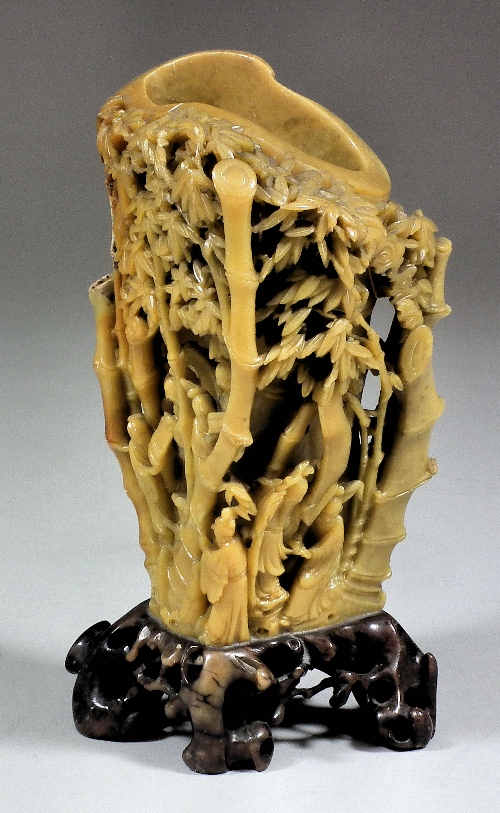 A Chinese carved soapstone
