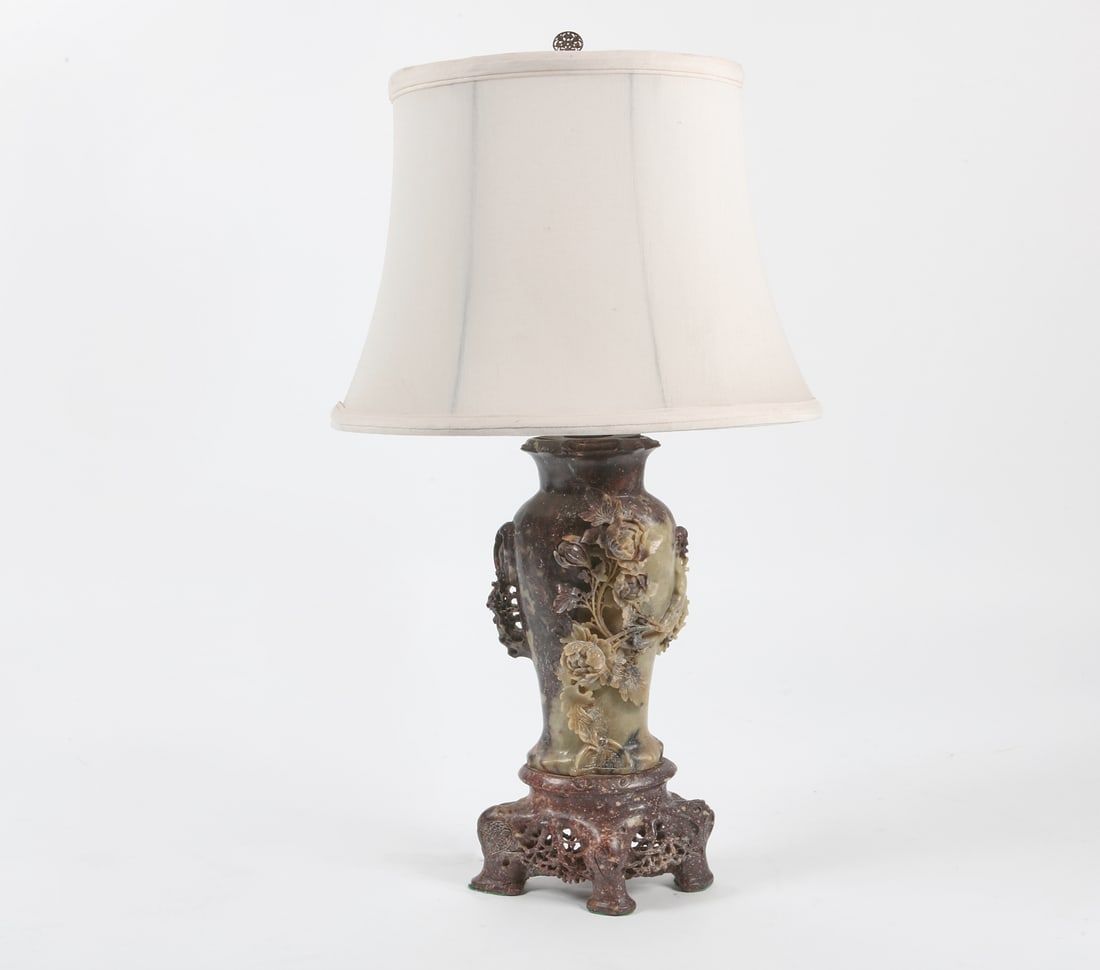 A CHINESE CARVED SOAPSTONE TABLE