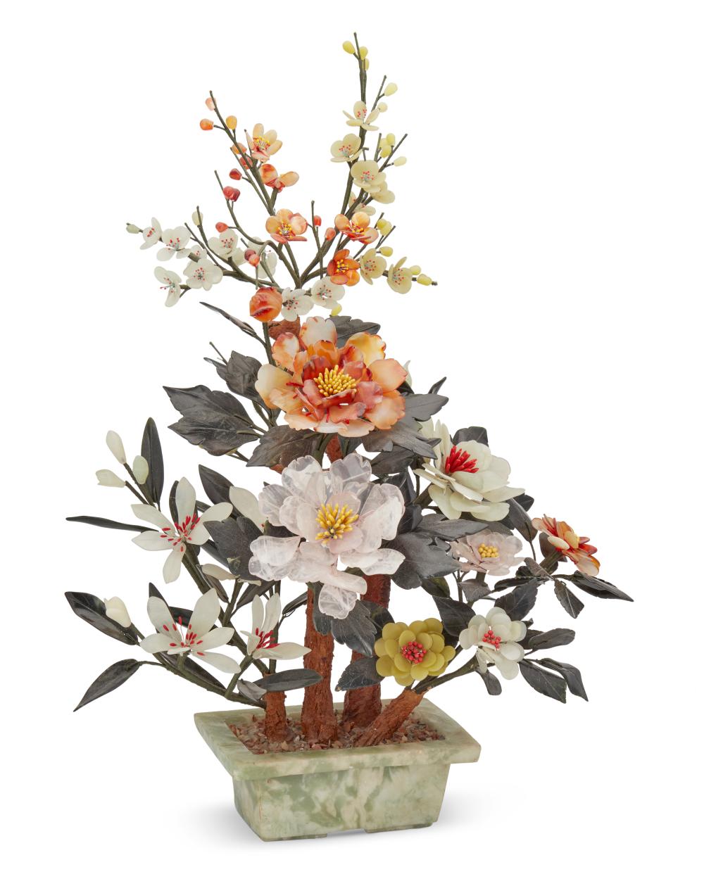 A CHINESE CARVED STONE TREEA