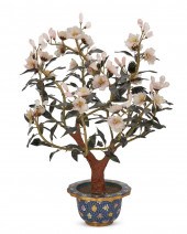 A CHINESE CARVED STONE TREEA C