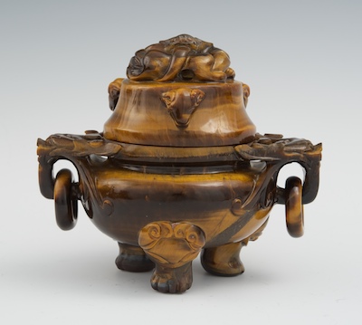 A Chinese Carved Tiger Eye Censer