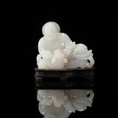A CHINESE CARVED WHITE JADE LU