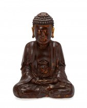 A CHINESE CARVED WOOD BUDDHAA