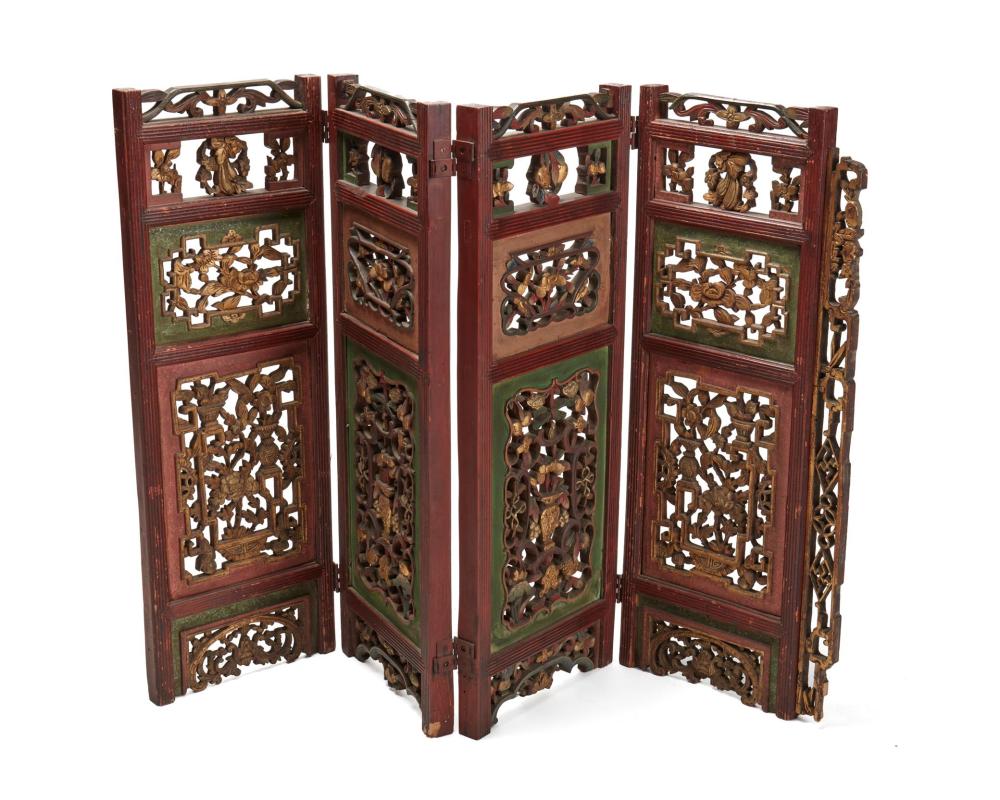 A CHINESE CARVED WOOD FOLDING