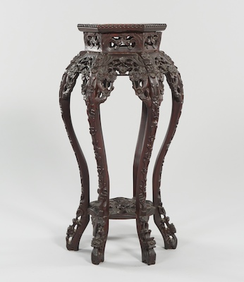 A Chinese Carved Wood Pedestal with