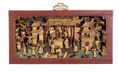 A CHINESE CARVED WOOD RELIEF,