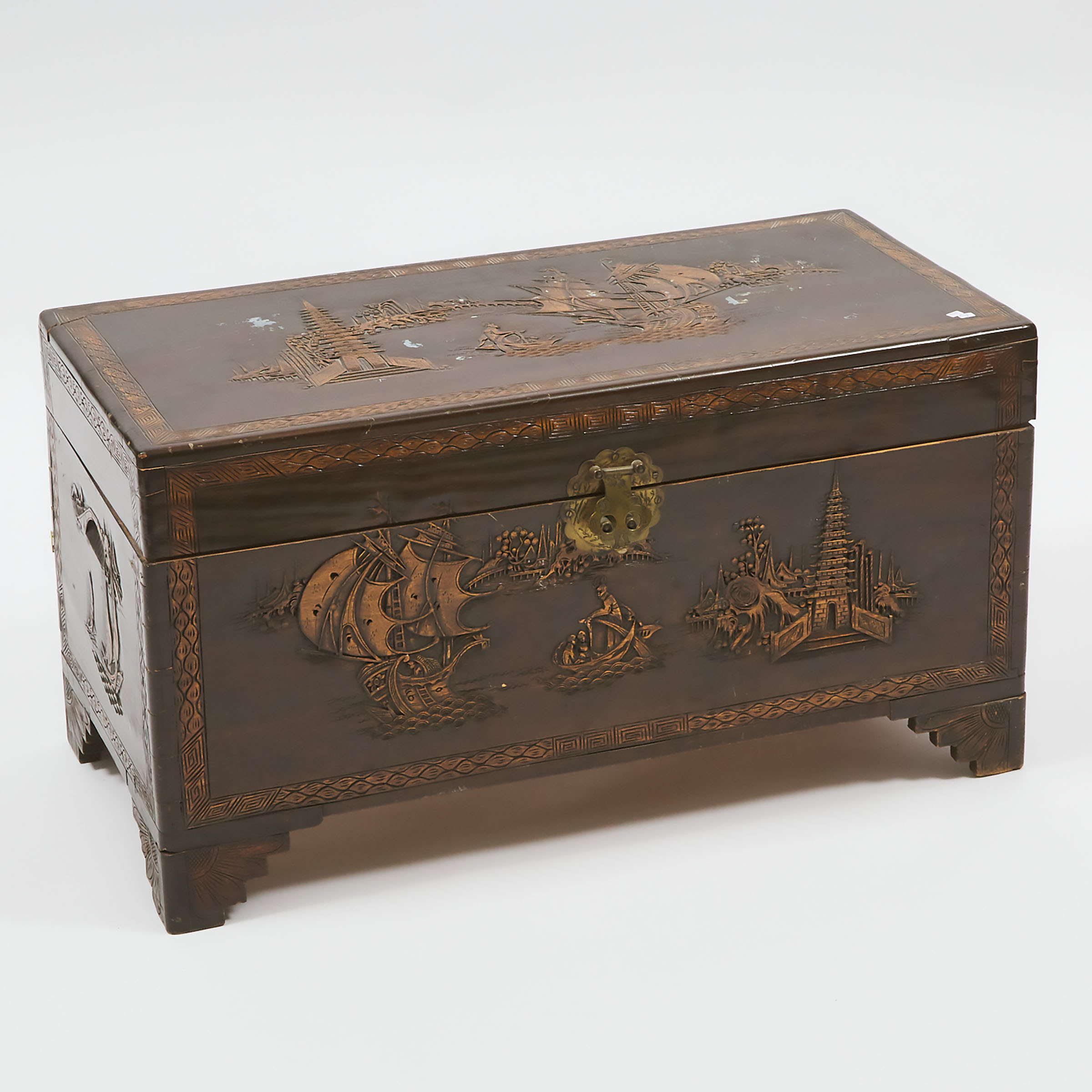 A Chinese Carved Wood Storage