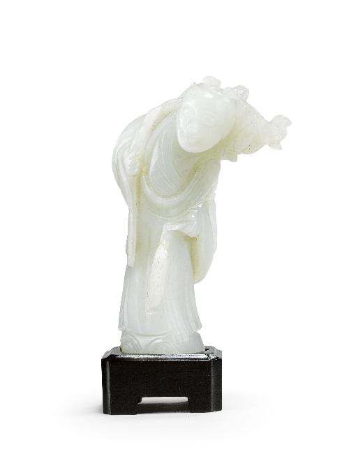 A Chinese celadon jade carving of a