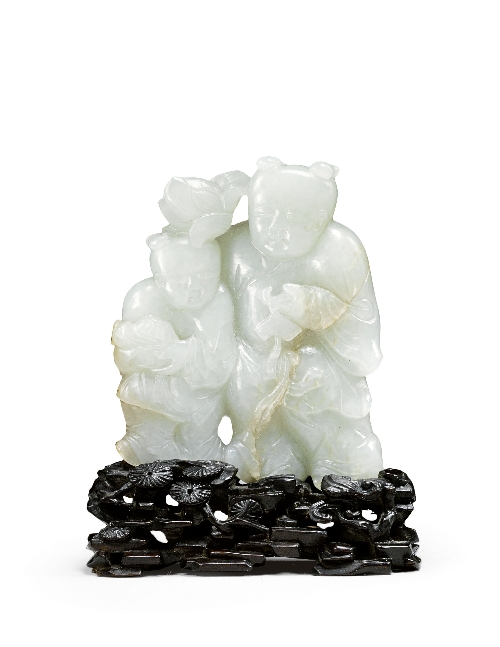 A Chinese celadon jade `Hehe