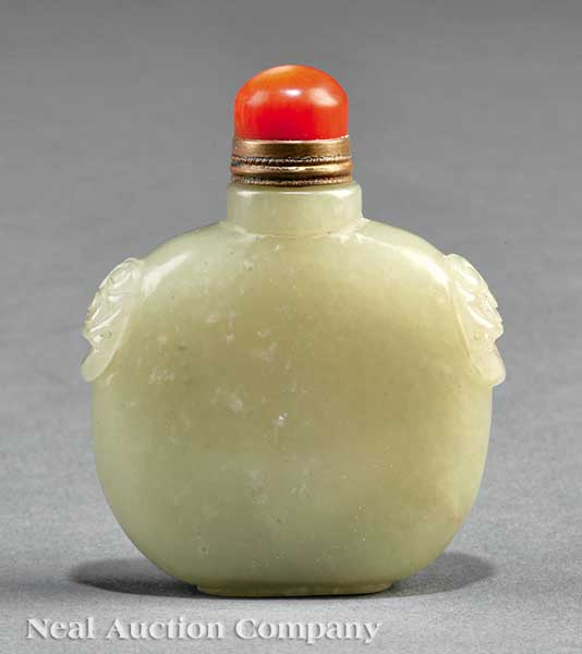 A Chinese Celadon Jade Snuff Bottle