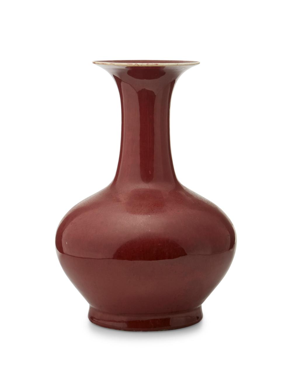 A CHINESE CERAMIC OX BLOOD VASEA