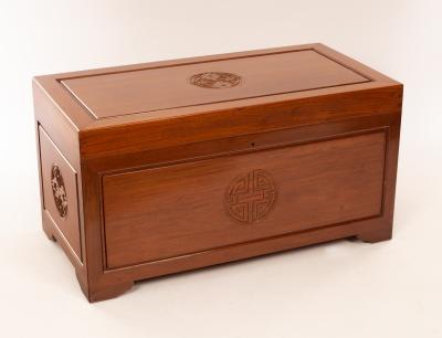 A Chinese chest with hinged lid,