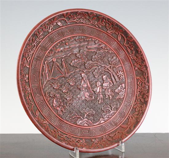 A Chinese cinnabar lacquer dish