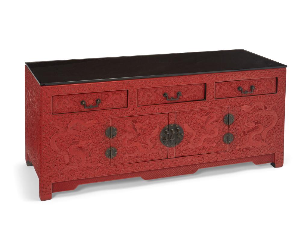 A CHINESE CINNABAR LACQUERED LOW