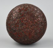 A CHINESE CIRCULAR CARVED LACQ