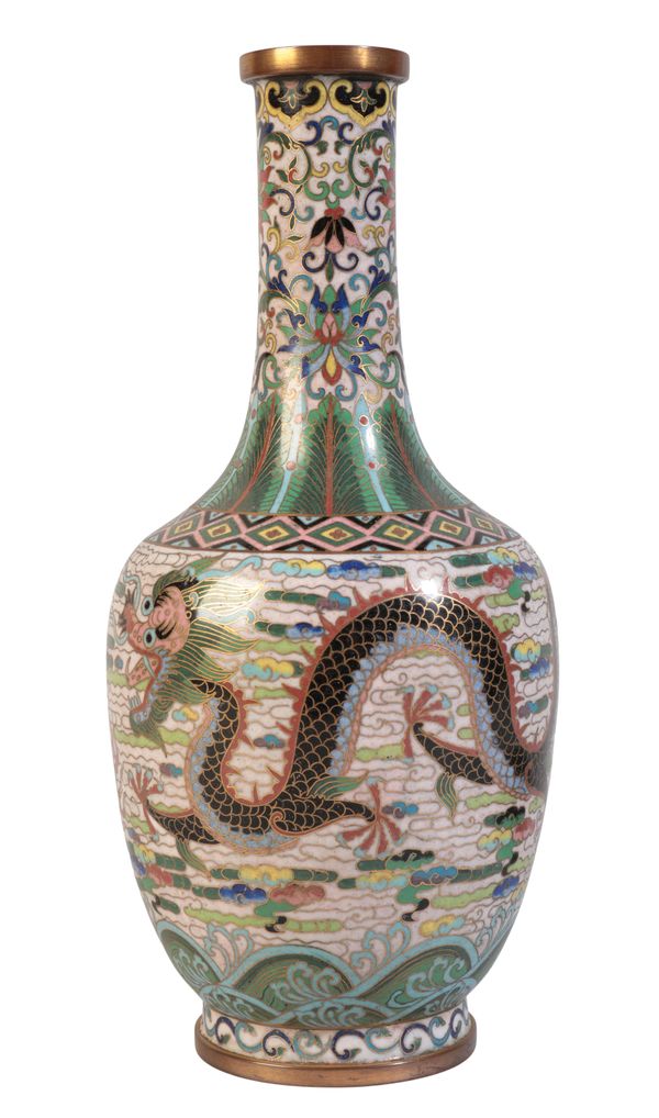 A CHINESE CLOISONNE BOTTLE VASE