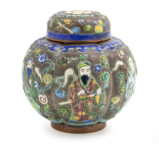 A Chinese Cloisonne Ginger Jar of