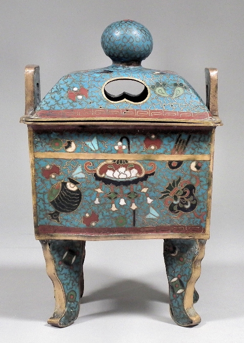 A Chinese cloisonne rectangular two