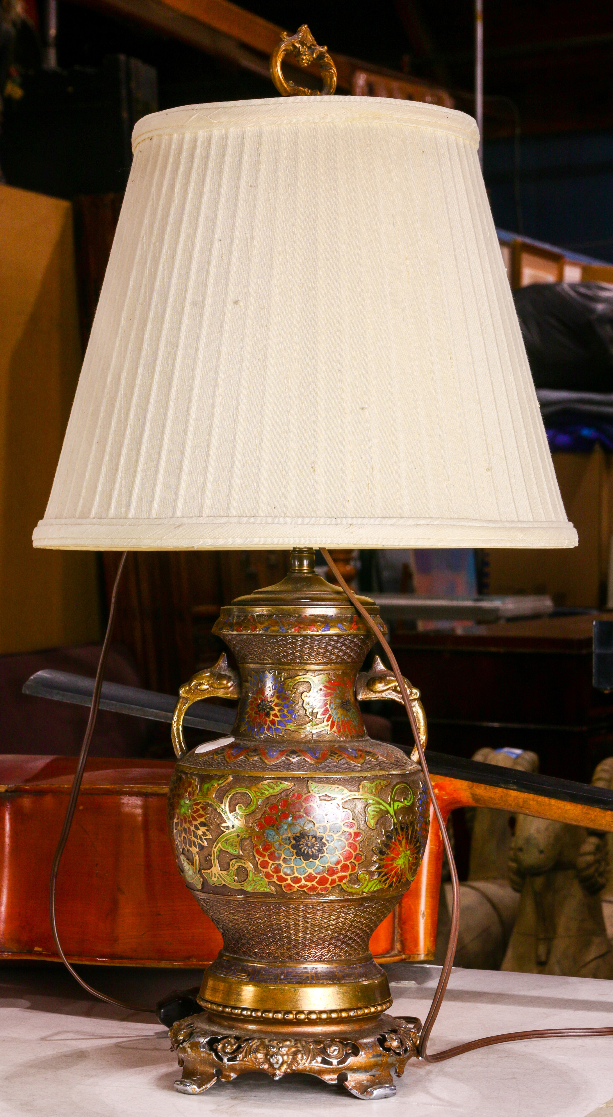 A CHINESE CLOISONNE VASE MOUNTED AS