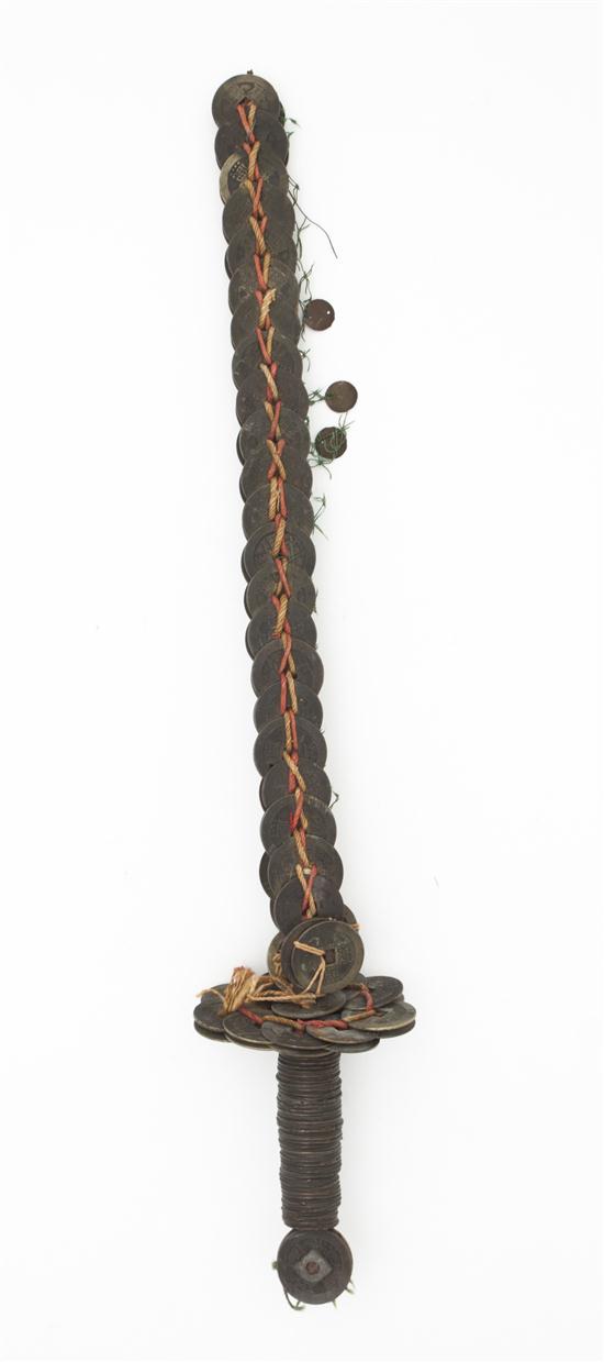 A Chinese Coin Sword comprised of