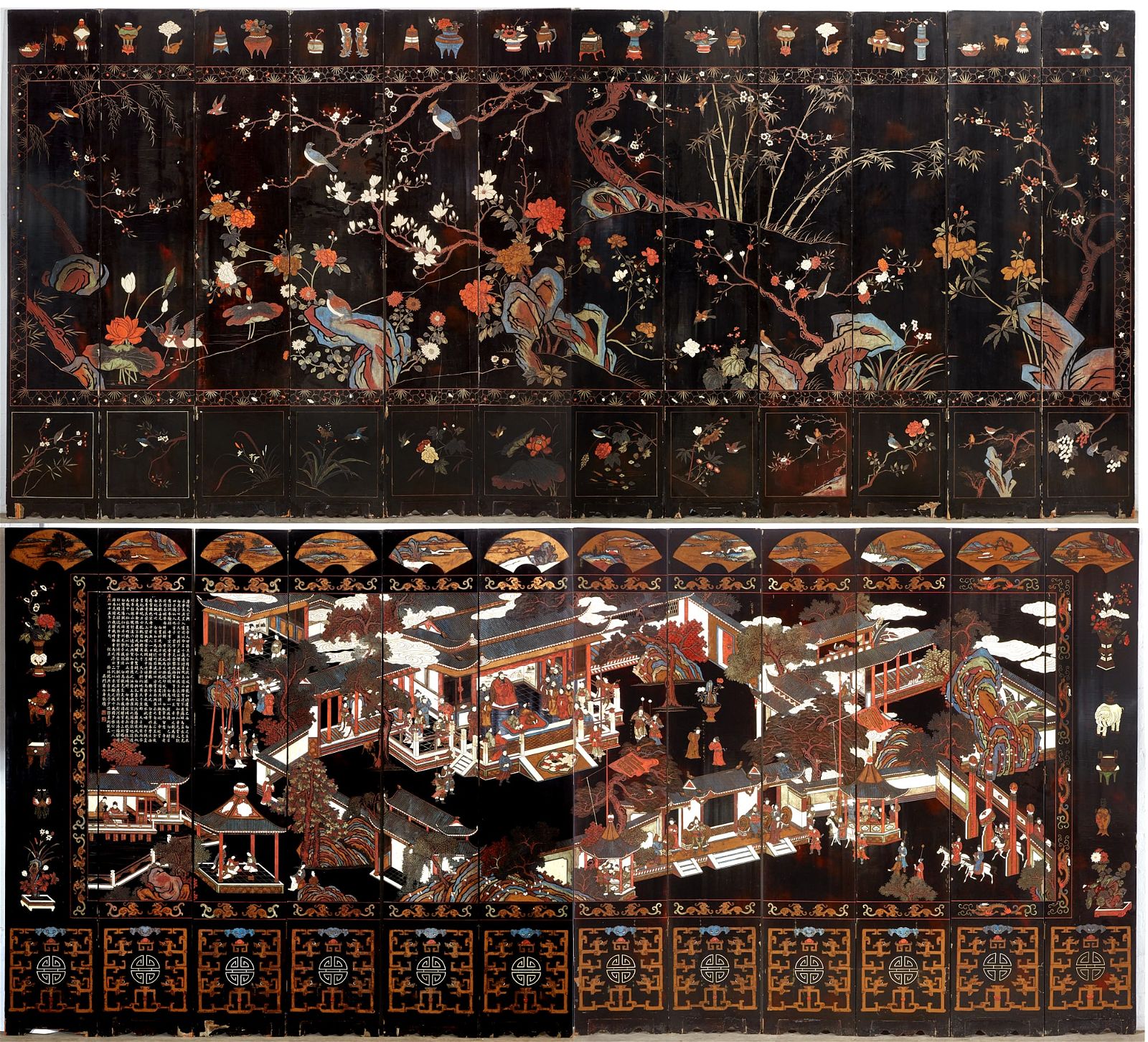 A CHINESE COROMANDEL TWELVE PANEL