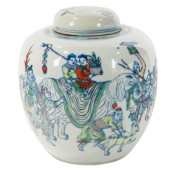 A CHINESE DOUCAI LIDDED JAR<br