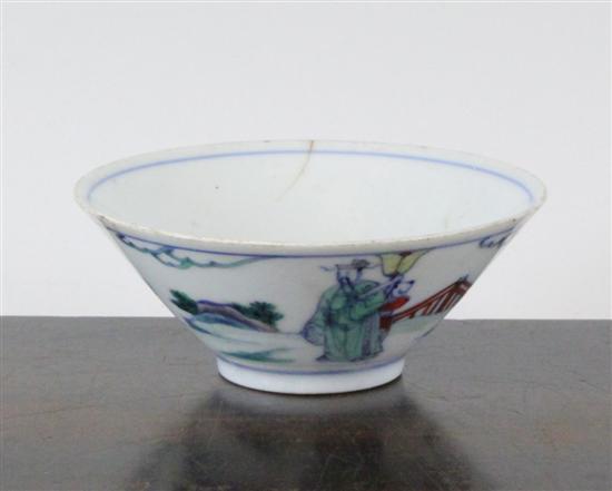 A Chinese doucai small conical bowl